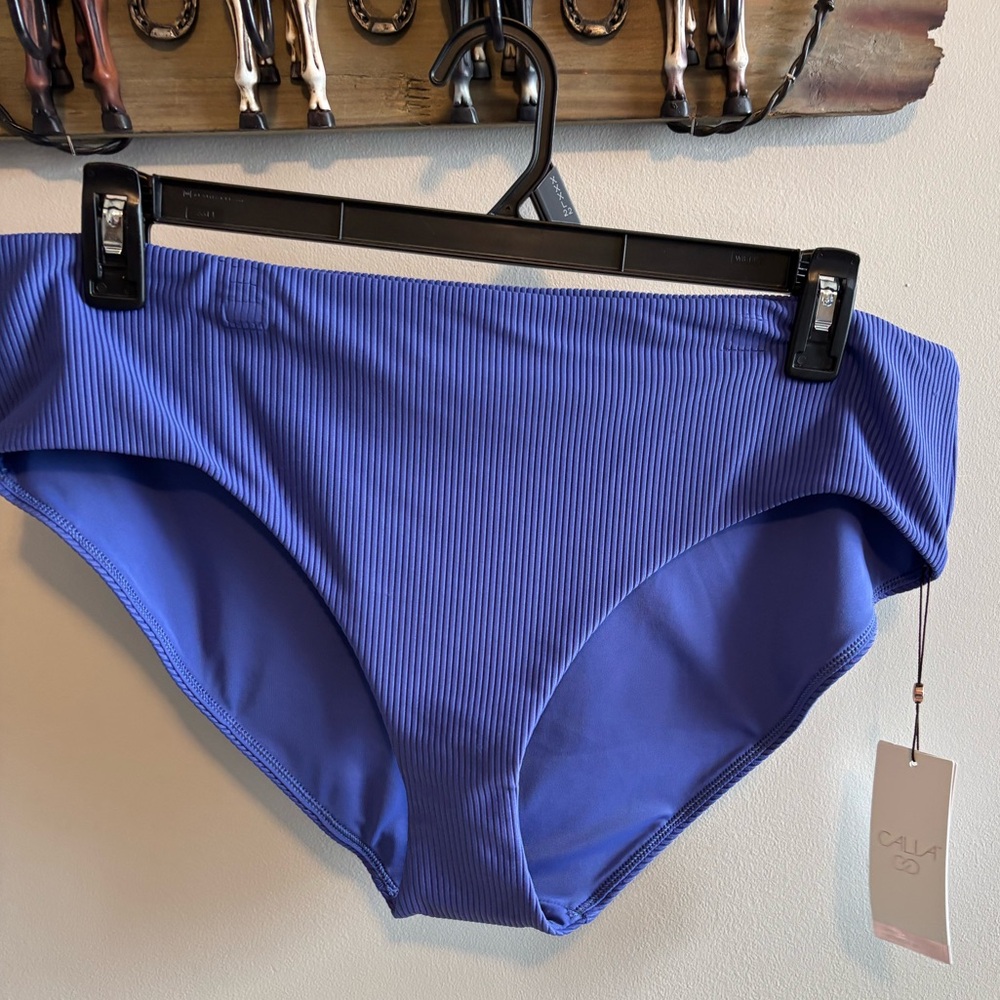 CALIA Women's Mid Rise Ribbed Swim Bottoms